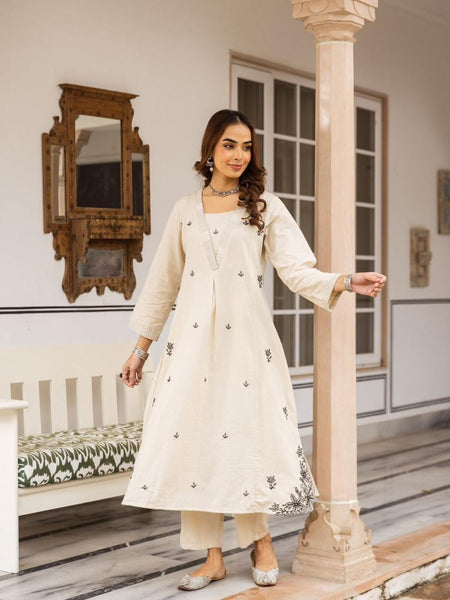 Cotton Embroidered Kurta Set