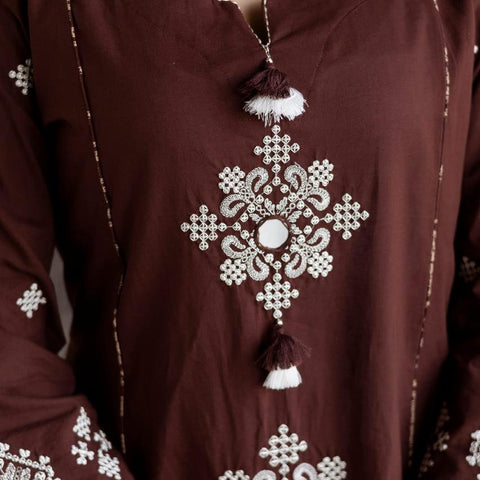 Ebbani Women’s Cotton Motifs Kurta Set with Dupatta