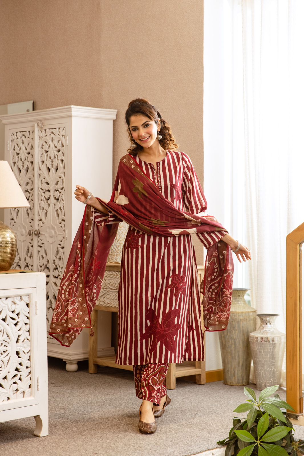 Printed Cotton Kurta Set with Dupatta