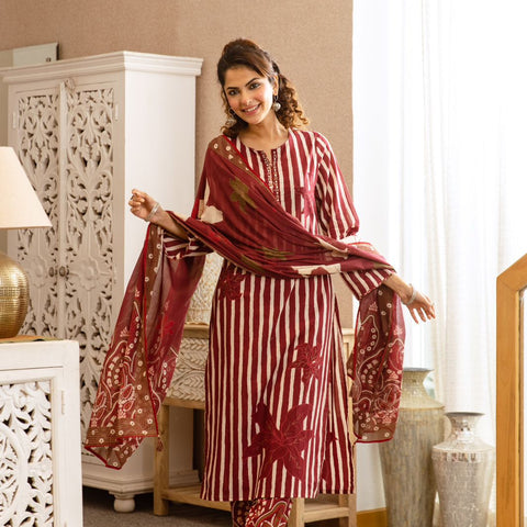 Printed Cotton Kurta Set with Dupatta