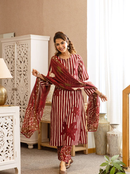 Printed Cotton Kurta Set with Dupatta