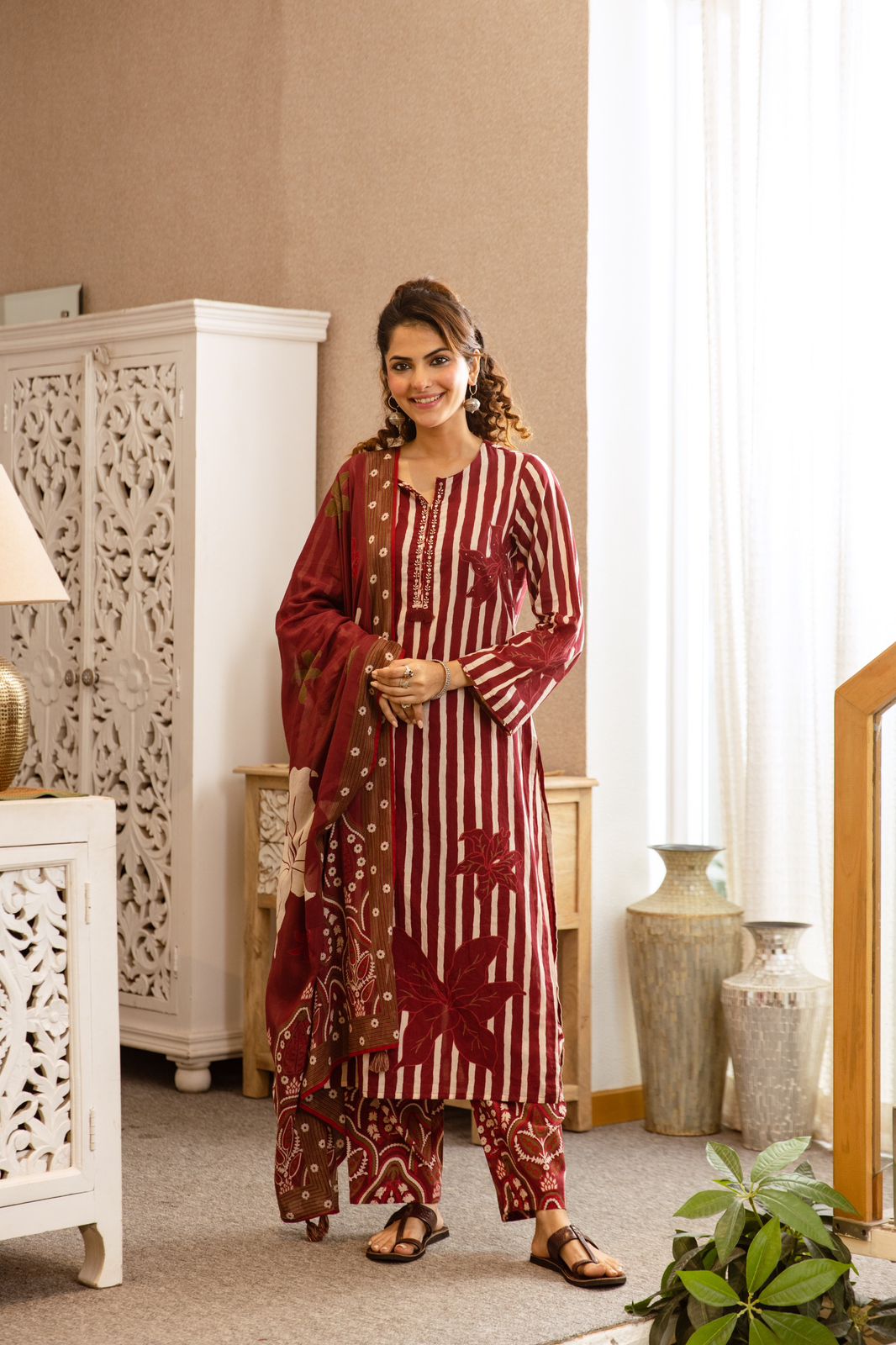 Printed Cotton Kurta Set with Dupatta