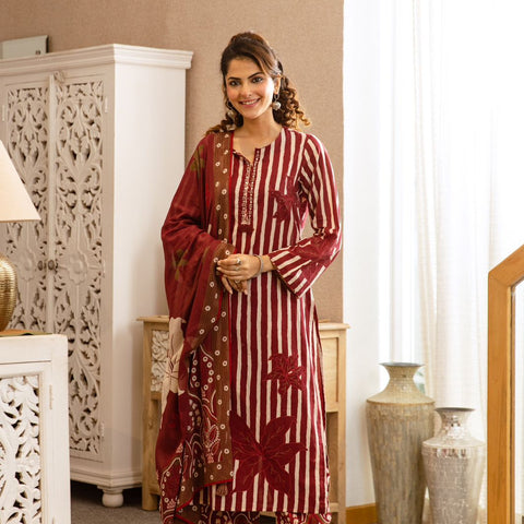 Printed Cotton Kurta Set with Dupatta