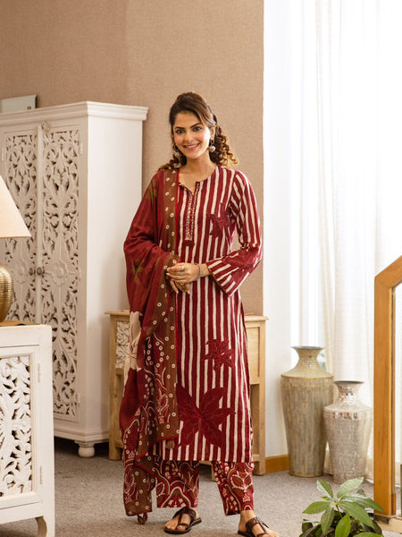 Printed Cotton Kurta Set with Dupatta