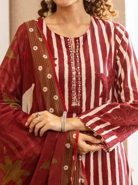 Printed Cotton Kurta Set with Dupatta