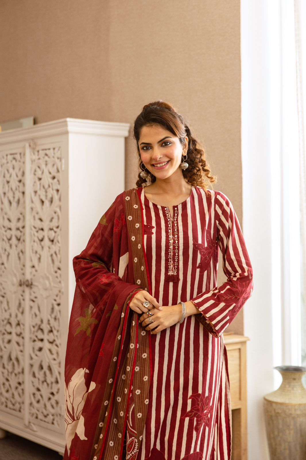 Printed Cotton Kurta Set with Dupatta