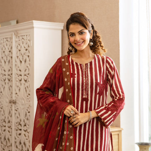 Printed Cotton Kurta Set with Dupatta