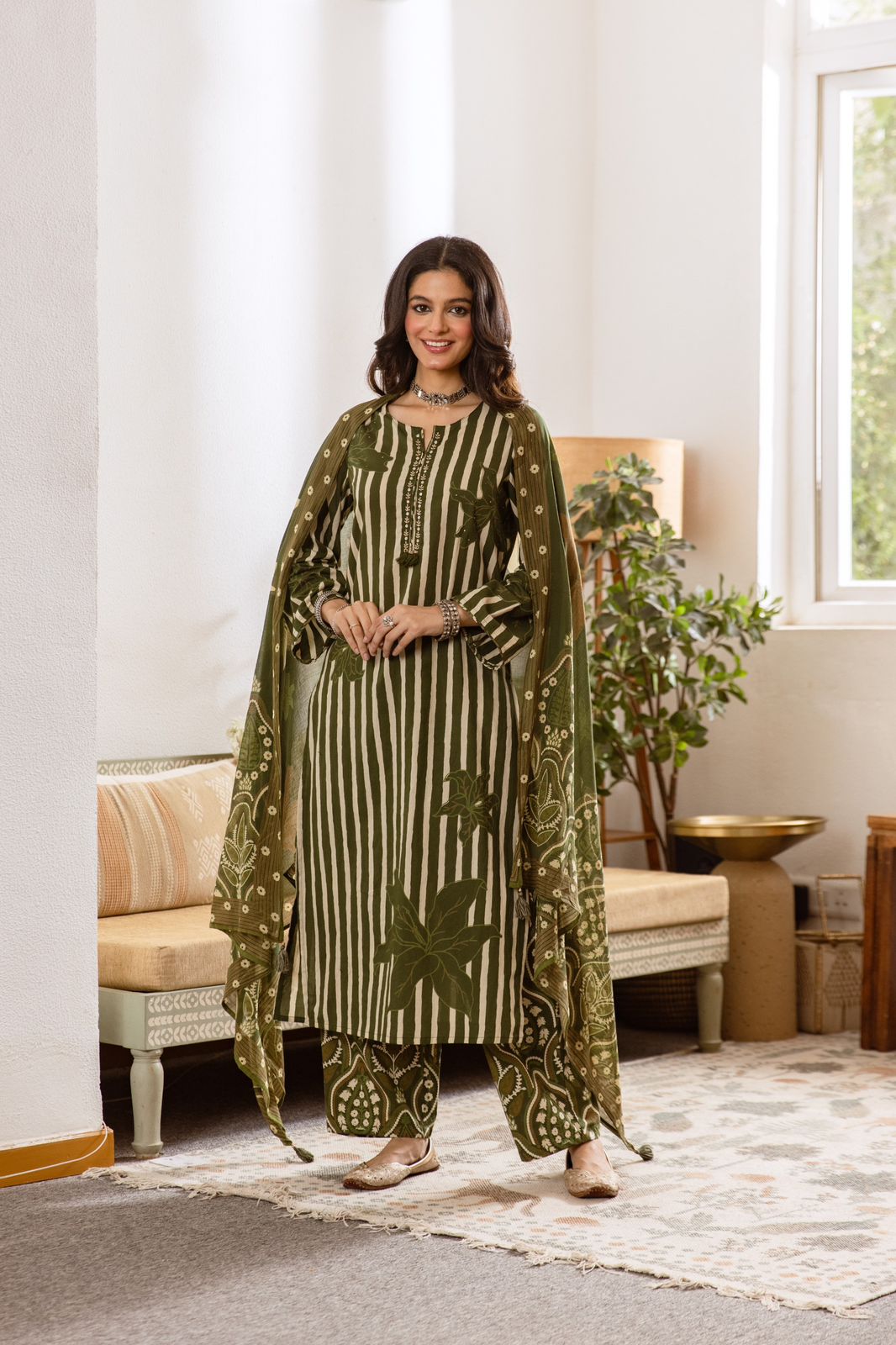Printed Cotton Kurta Set with Dupatta
