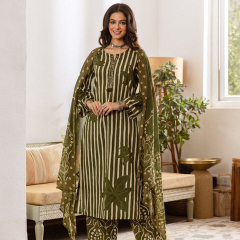 Printed Cotton Kurta Set with Dupatta
