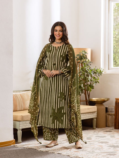 Printed Cotton Kurta Set with Dupatta