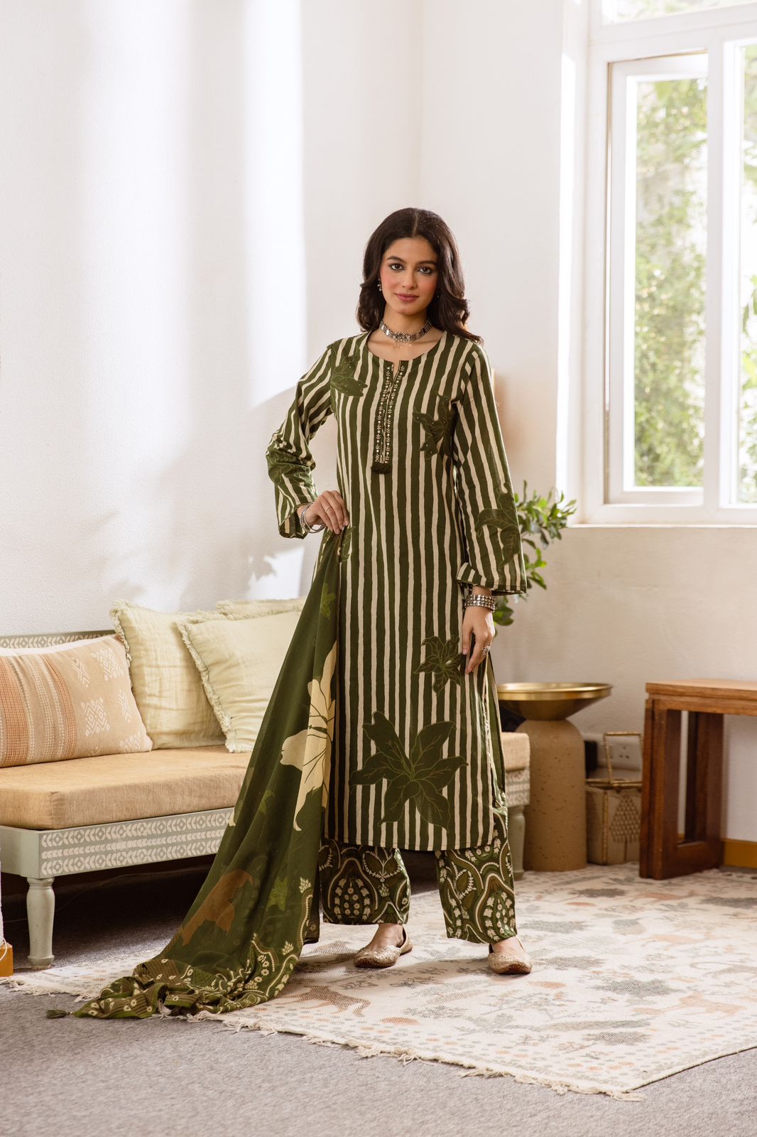 Printed Cotton Kurta Set with Dupatta