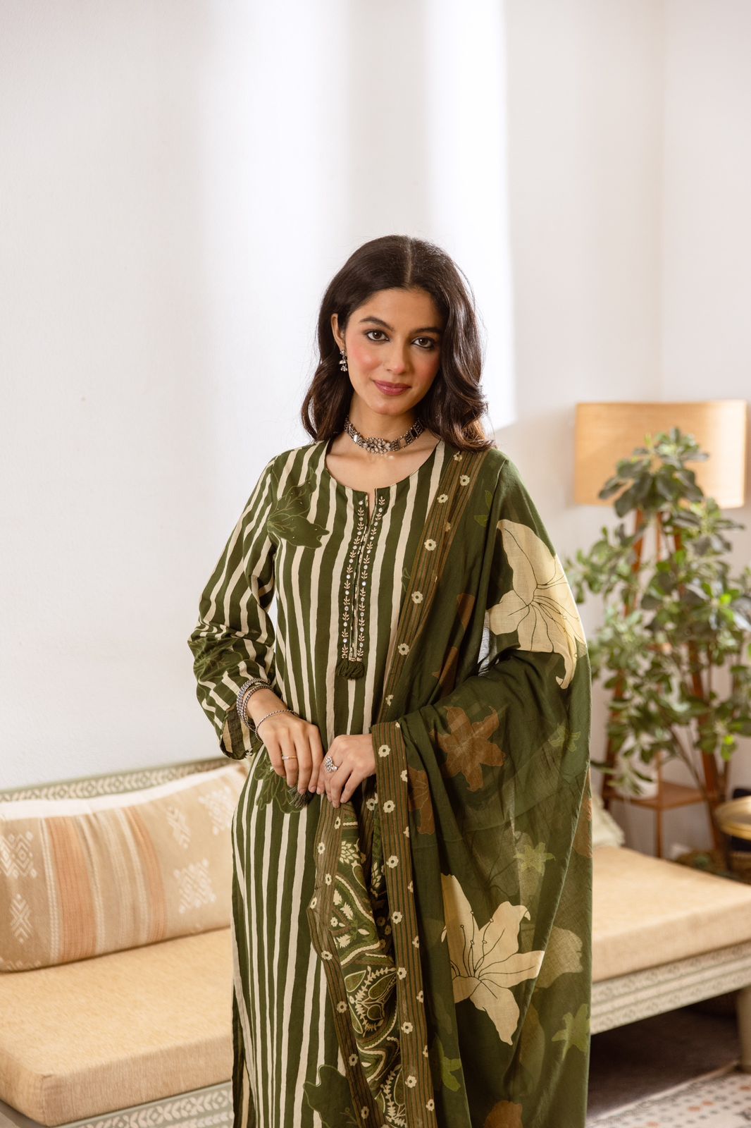 Printed Cotton Kurta Set with Dupatta