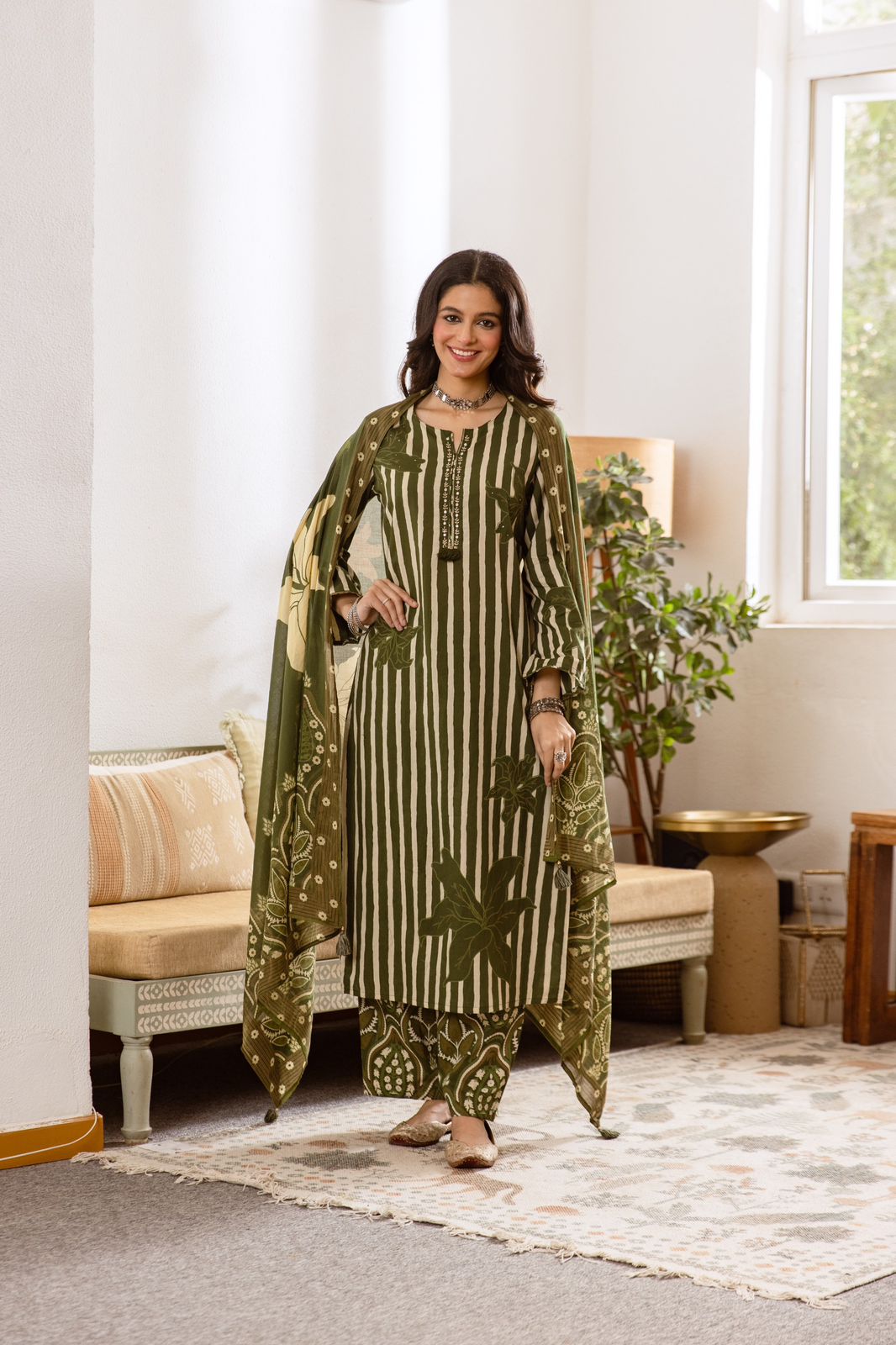 Printed Cotton Kurta Set with Dupatta