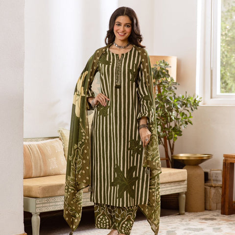 Printed Cotton Kurta Set with Dupatta