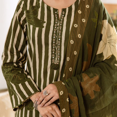 Printed Cotton Kurta Set with Dupatta
