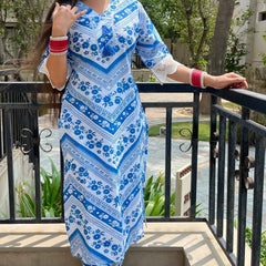 Ebbani Women’s Cotton Printed Blue Co-ords Set