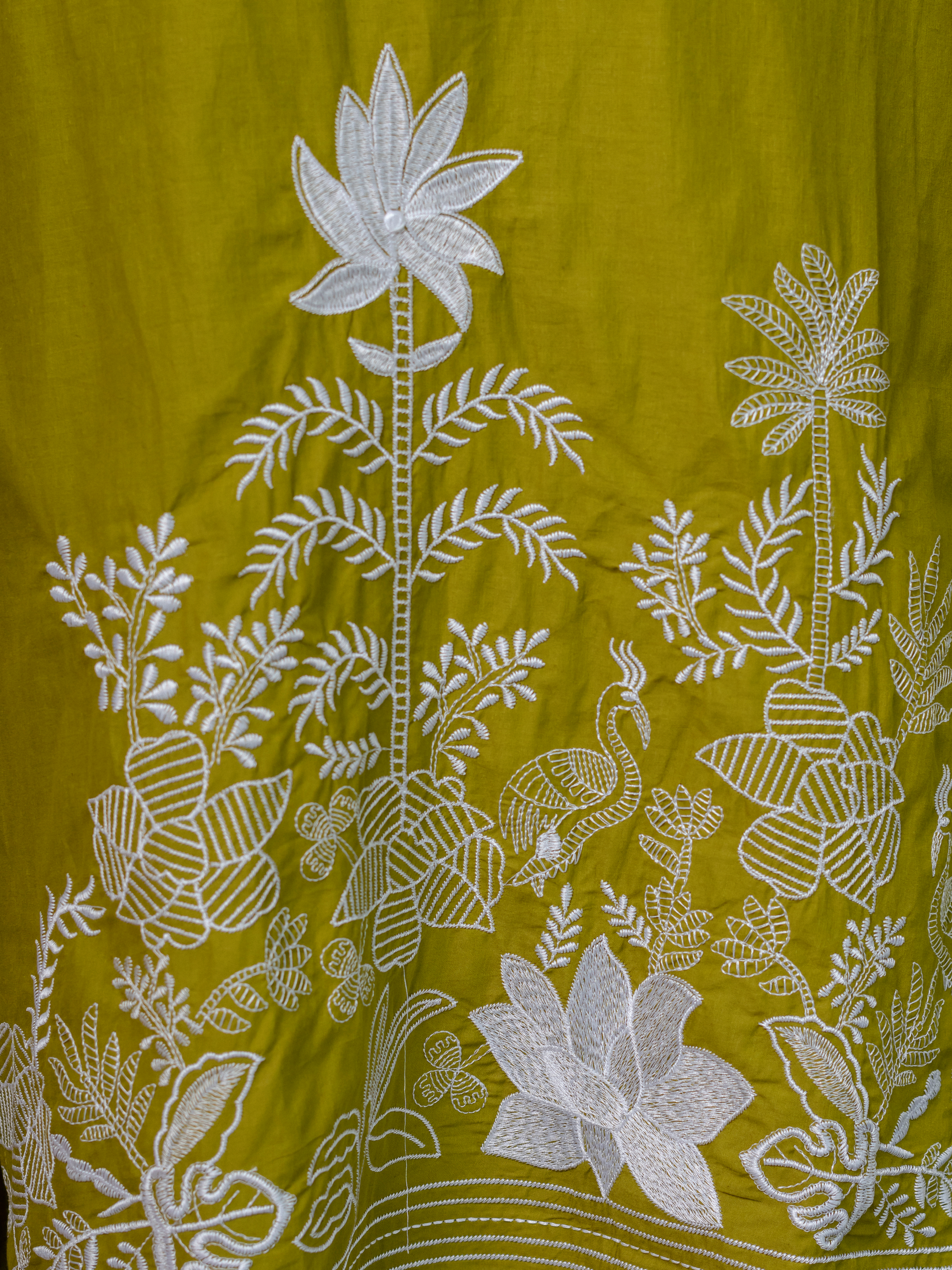 Women lime green  Embroidered Thread Work Pure Cotton Kurta with Trousers