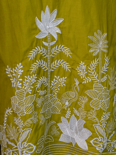 Women lime green  Embroidered Thread Work Pure Cotton Kurta with Trousers
