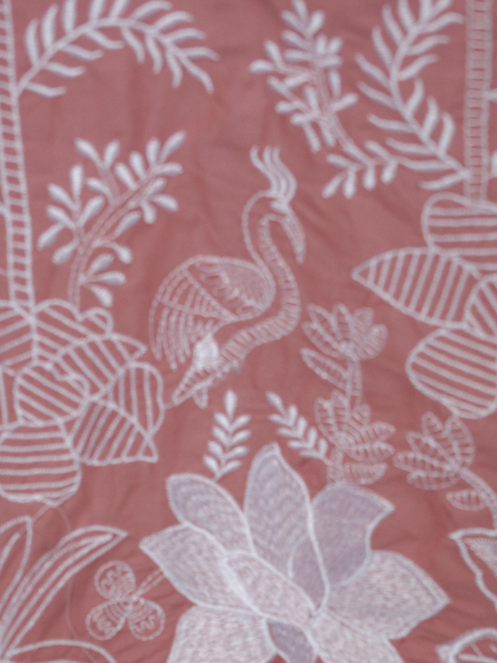 Women Onion Pink  Embroidered Thread Work Pure Cotton Kurta with Trousers