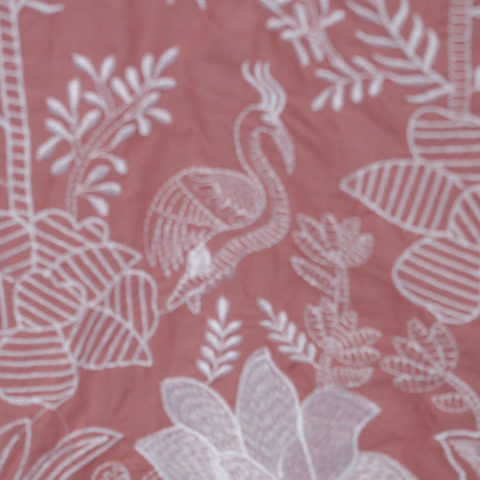 Women Onion Pink  Embroidered Thread Work Pure Cotton Kurta with Trousers